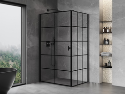Mexen Mist-B shower enclosure hinged left 100 x 75 cm, black grid, black - 8A2T-100-075-70-77-L
