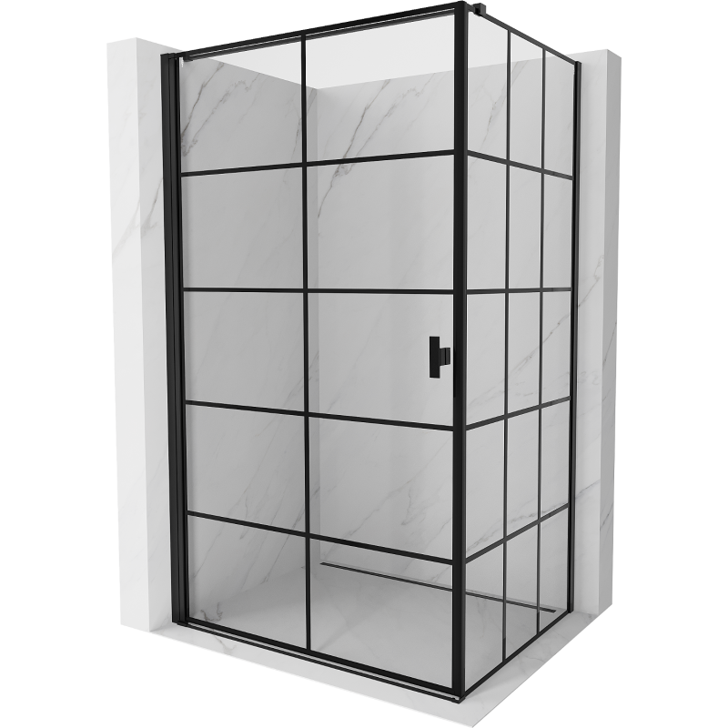 Mexen Mist-B left-hinged shower enclosure 80 x 90 cm, black grid, black - 8A2T-080-090-70-77-L