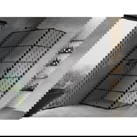 Mexen Mist-B left hinged shower cabin 100 x 95 cm, black grid, black - 8A2T-100-095-70-77-L