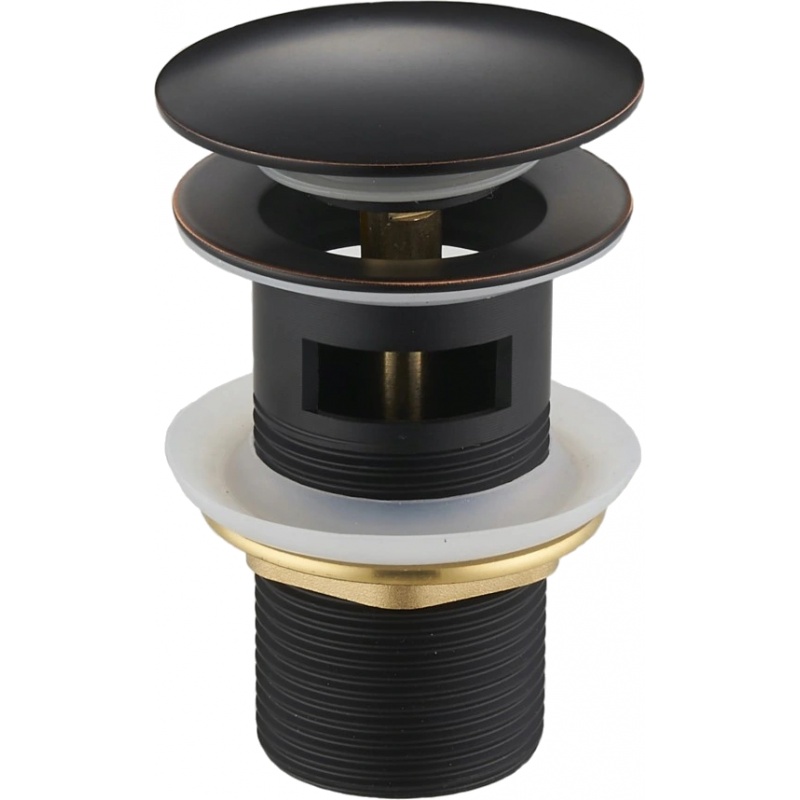 Mexen round click-clack plug with overflow, Antique black - 79920-79