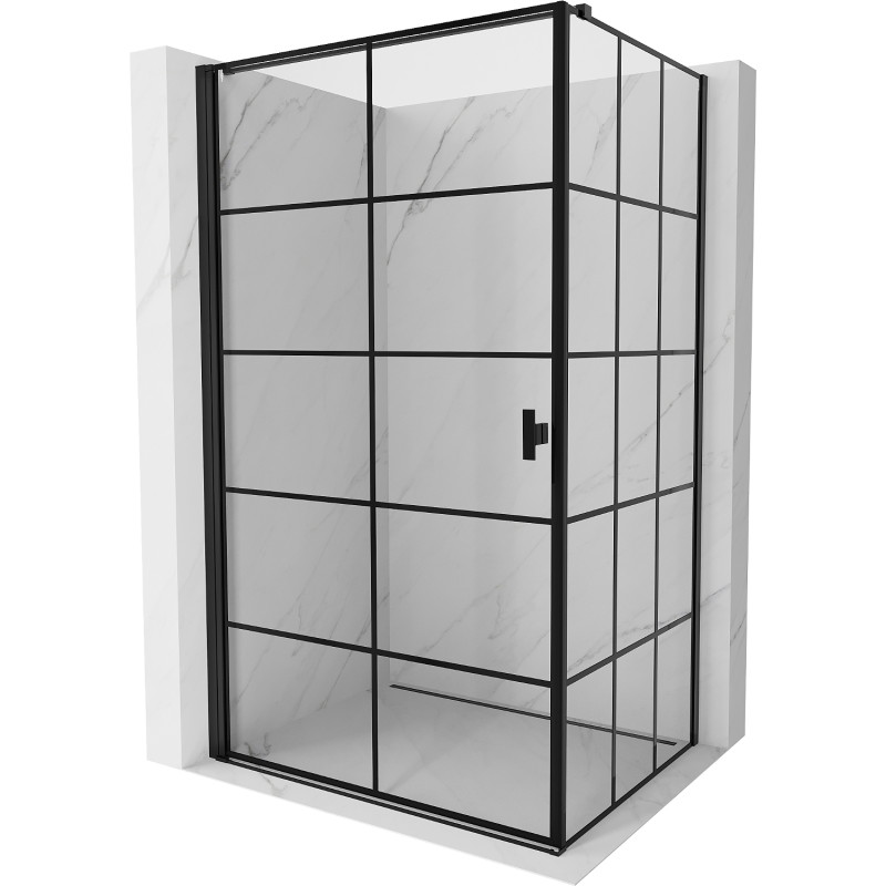 Mexen Mist-B left swing shower cabin 100 x 110 cm, black mesh, black - 8A2T-100-110-70-77-L