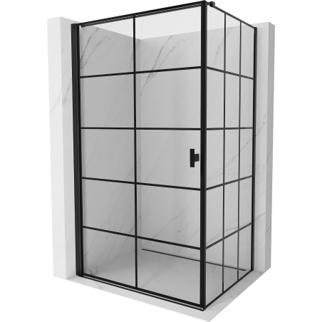 Mexen Mist-B left swing shower cabin 100 x 110 cm, black mesh, black - 8A2T-100-110-70-77-L