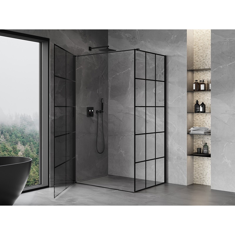Mexen Mist-B left swing shower cabin 100 x 110 cm, black mesh, black - 8A2T-100-110-70-77-L
