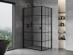 Mexen Mist-B left swing shower cabin 100 x 110 cm, black mesh, black - 8A2T-100-110-70-77-L