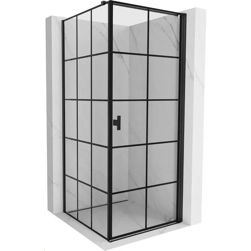 Mexen Mist-B right hinged shower cabin 90 x 90 cm, black grid, black - 8A2T-090-090-70-77-P