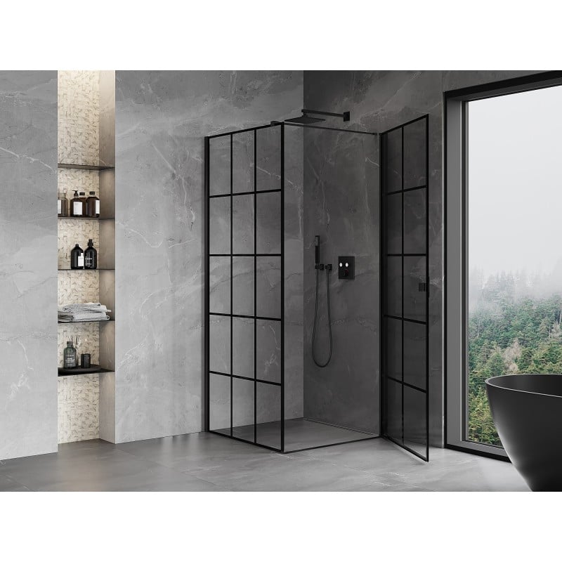 Mexen Mist-B right hinged shower cabin 90 x 90 cm, black grid, black - 8A2T-090-090-70-77-P