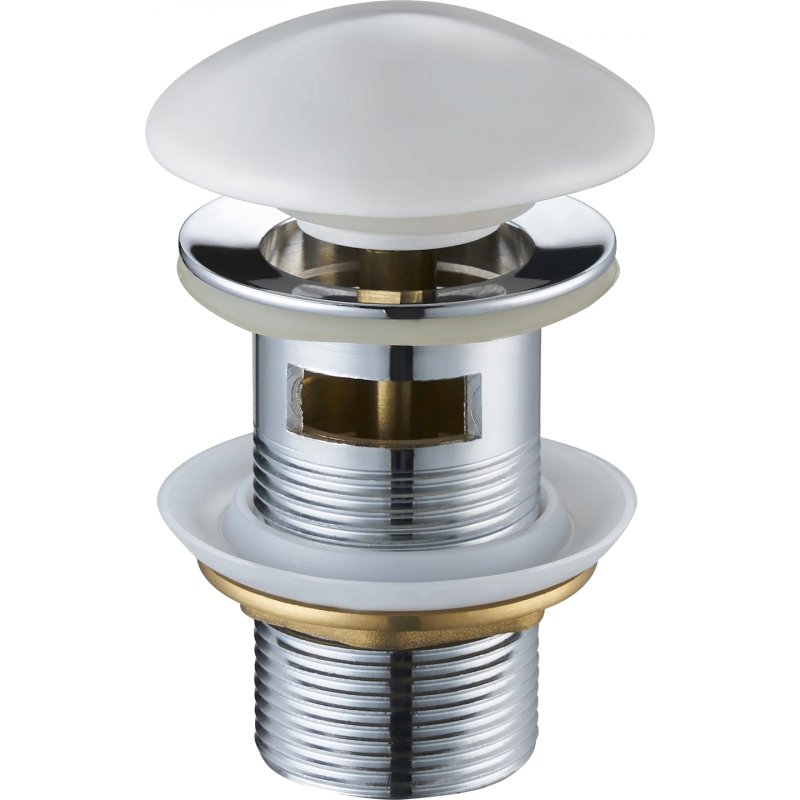 Mexen round click-clack drain plug with overflow, white ceramic - 79920-25