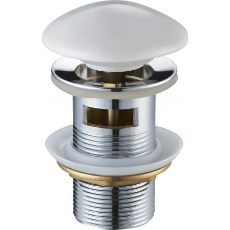 Mexen round click-clack drain plug with overflow, white ceramic - 79920-25