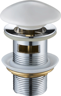 Mexen round click-clack drain plug with overflow, white ceramic - 79920-25