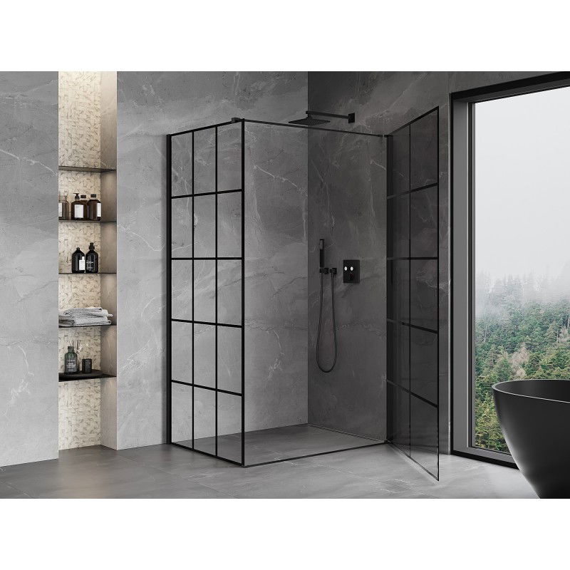 Mexen Mist-B shower enclosure pivot right 80 x 85 cm, black grid, black - 8A2T-080-085-70-77-P