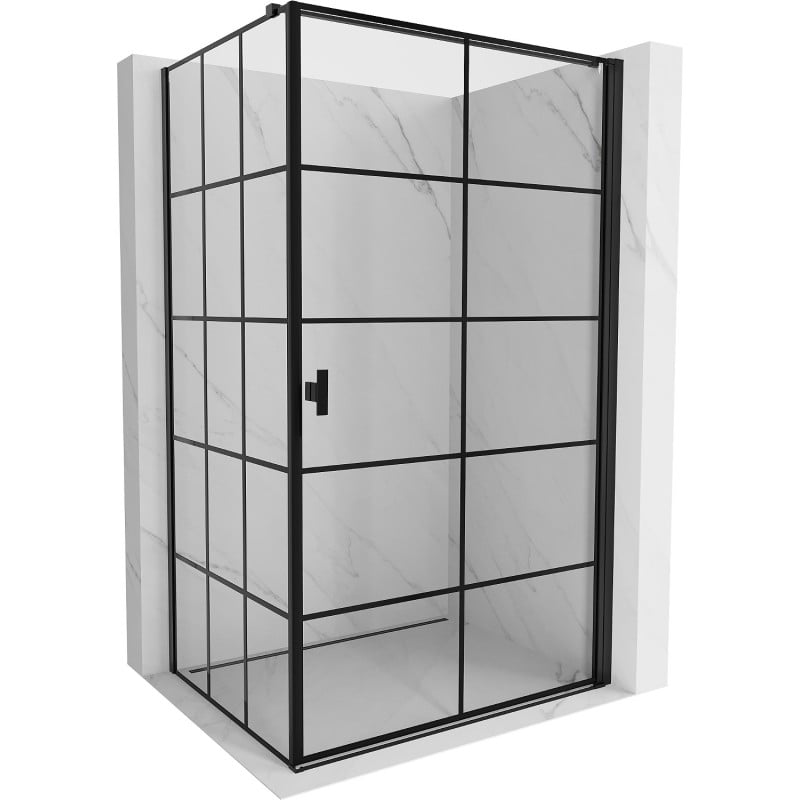 Mexen Mist-B shower enclosure hinged right 80 x 90 cm, black grid, black - 8A2T-080-090-70-77-P