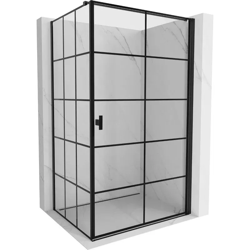 Mexen Mist-B Right Hinged Shower Enclosure 100 x 90 cm, Black Grid, Black - 8A2T-100-090-70-77-P