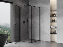 Mexen Mist-B left hinged shower enclosure 70 x 70 cm, black frame, black - 8A2T-070-070-70-70-L