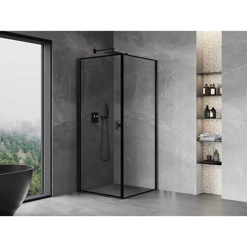 Mexen Mist-B left pivot shower cabin 80 x 80 cm, black frame, black - 8A2T-080-080-70-70-L