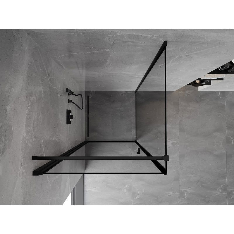 Mexen Mist-B left swing shower cabin 90 x 90 cm, black frame, black - 8A2T-090-090-70-70-L