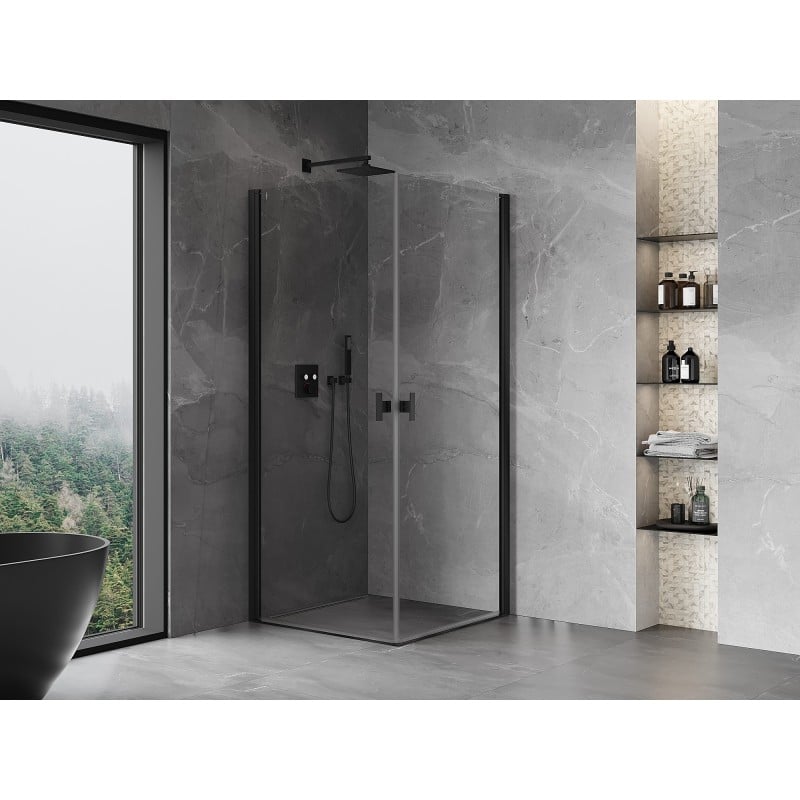 Mexen Mist-B Duo hinged shower cabin 100 x 100 cm, transparent, black - 8A2-100-100-70-00