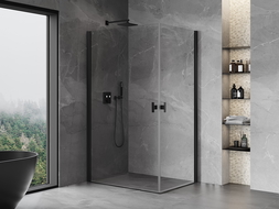 Mexen Mist-B Duo swinging shower cabin 80 x 70 cm, transparent, black - 8A2-080-070-70-00