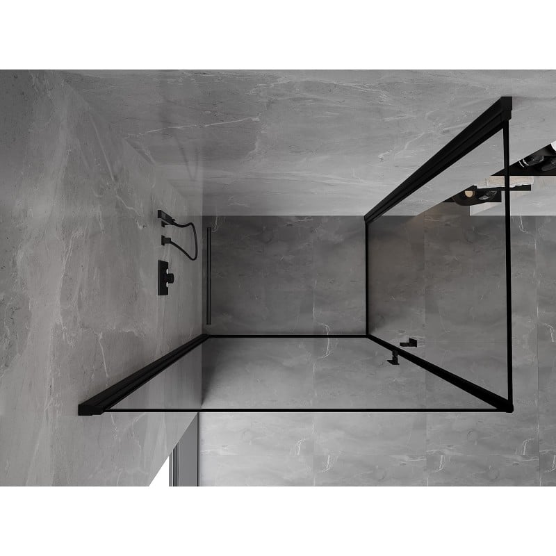 Mexen Mist-B Duo hinged shower enclosure 100 x 90 cm, black frame, black - 8A2-100L-090P-70-70