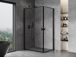 Mexen Mist-B Duo 70 x 100 cm Hinged Shower Enclosure, Black Frame, Black - 8A2-070L-100P-70-70