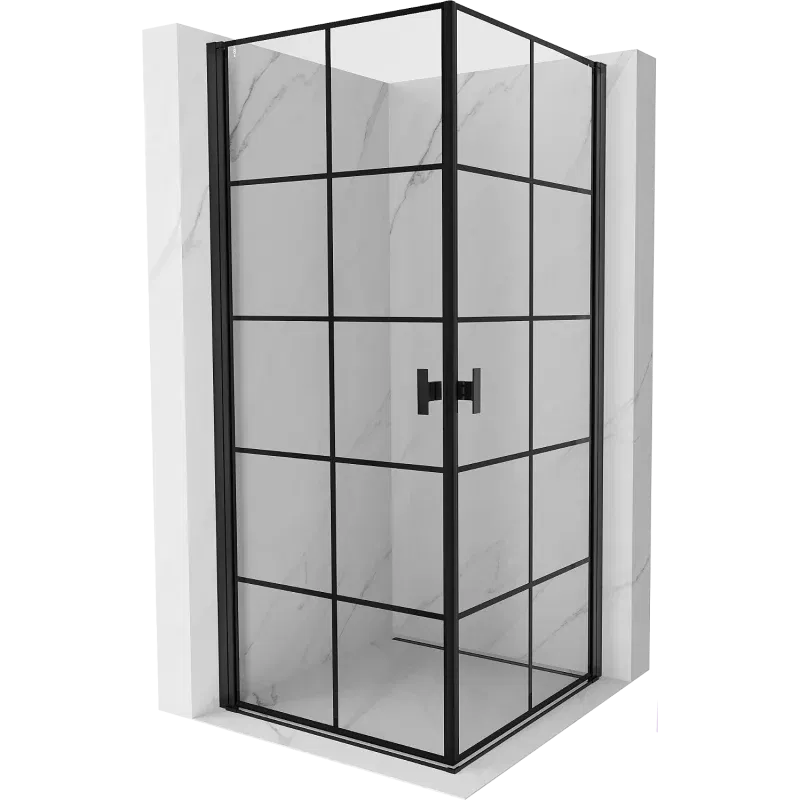 Mexen Mist-B Duo Hinged Shower Cabin 90 x 90 cm, Black Grid, Black - 8A2-090L-090P-70-77