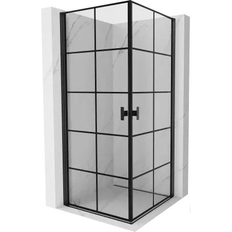 Mexen Mist-B Duo Hinged Shower Cabin 90 x 90 cm, Black Grid, Black - 8A2-090L-090P-70-77
