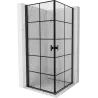 Mexen Mist-B Duo Hinged Shower Cabin 90 x 90 cm, Black Grid, Black - 8A2-090L-090P-70-77
