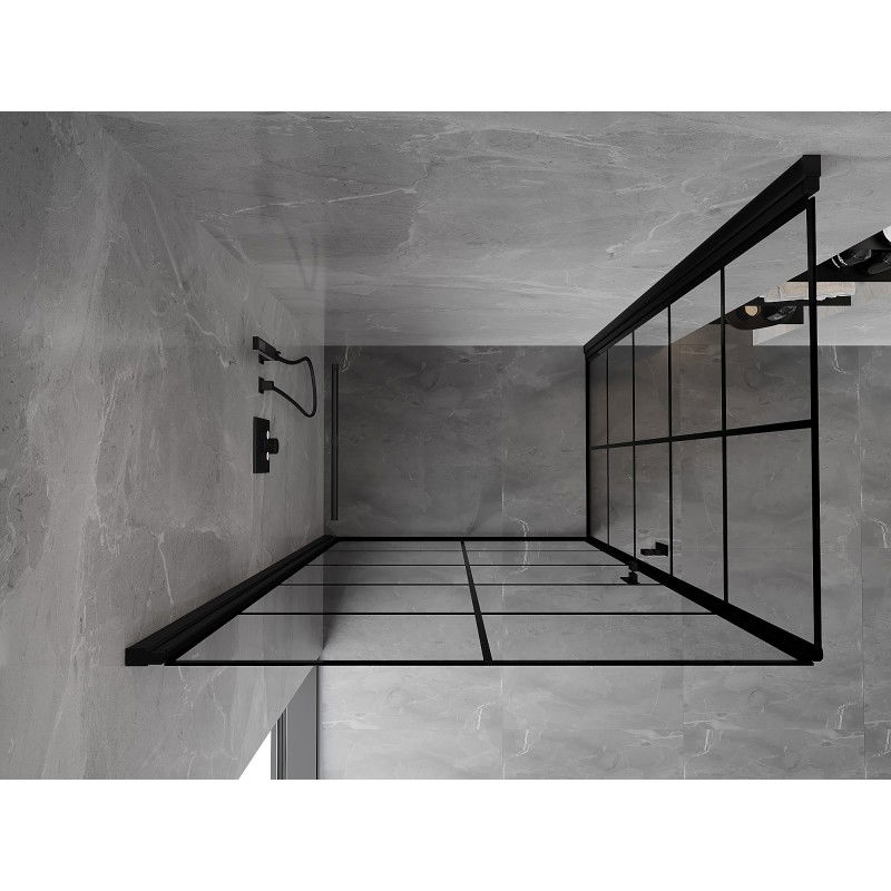 Mexen Mist-B Duo Hinged Shower Enclosure 70 x 80 cm, Black Grid, Black - 8A2-070L-080P-70-77