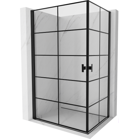 Mexen Mist-B Duo Hinged Shower Enclosure 70 x 100 cm, Black Grid, Black - 8A2-070L-100P-70-77