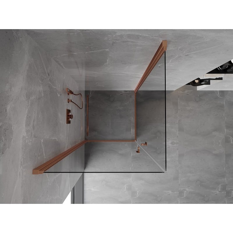 Mexen Mist-B Duo 90 x 90 cm Pivot Shower Enclosure, Clear, Brushed Copper - 8A2-090-090-65-00