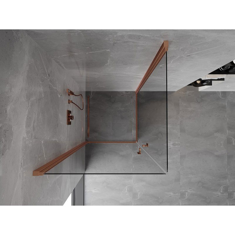 Mexen Mist-B Duo pivot shower cabin 100 x 100 cm, transparent, brushed copper - 8A2-100-100-65-00