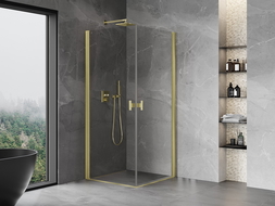 Mexen Mist-B Duo shower cabin hinged 75 x 75 cm, transparent, brushed gold - 8A2-075-075-55-00