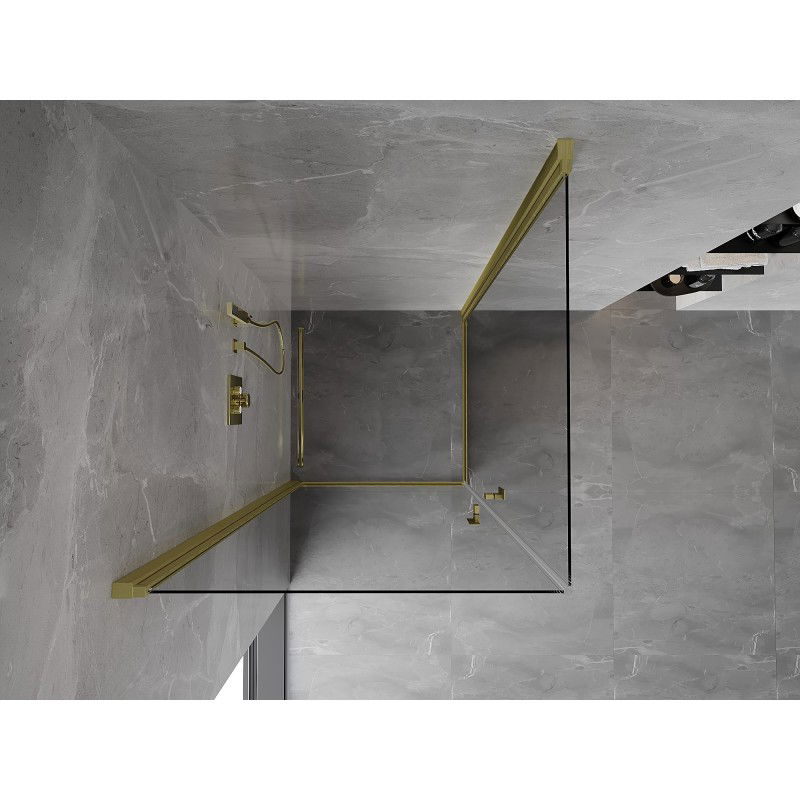 Mexen Mist-B Duo 95 x 95 cm Swing Shower Enclosure, Transparent, Brushed Gold - 8A2-095-095-55-00