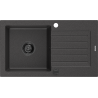 Mexen Pablo 1-compartment granite sink with a drip tray 752 x 436 mm, spotted black, siphon Black - 6510751010-76-B