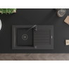 Mexen Pablo granite sink 1-bowl with drainer 752 x 436 mm, black speckled, black siphon - 6510751010-76-B