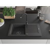 Mexen Pablo granite sink 1-bowl with drainer 752 x 436 mm, black speckled, black siphon - 6510751010-76-B