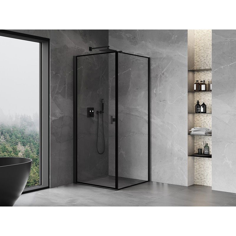 Mexen Mist-B right hinged shower cabin 80 x 80 cm, black frame, black - 8A2T-080-080-70-70-P