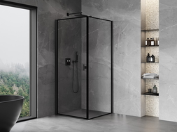 Mexen Mist-B right hinged shower cabin 80 x 80 cm, black frame, black - 8A2T-080-080-70-70-P