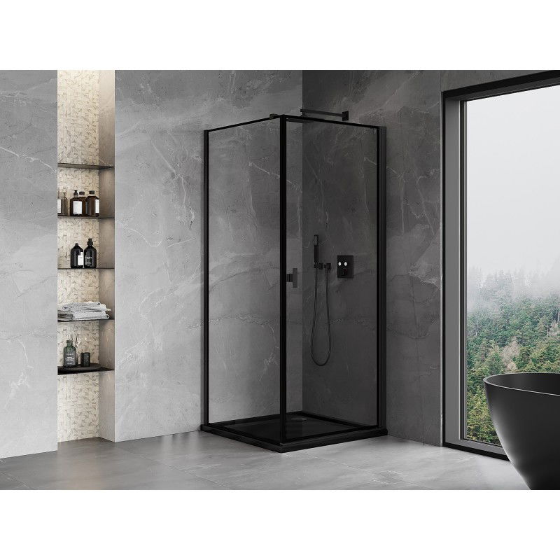 Mexen Mist-B right hinged shower cabin 80 x 80 cm, black frame, black - 8A2T-080-080-70-70-P