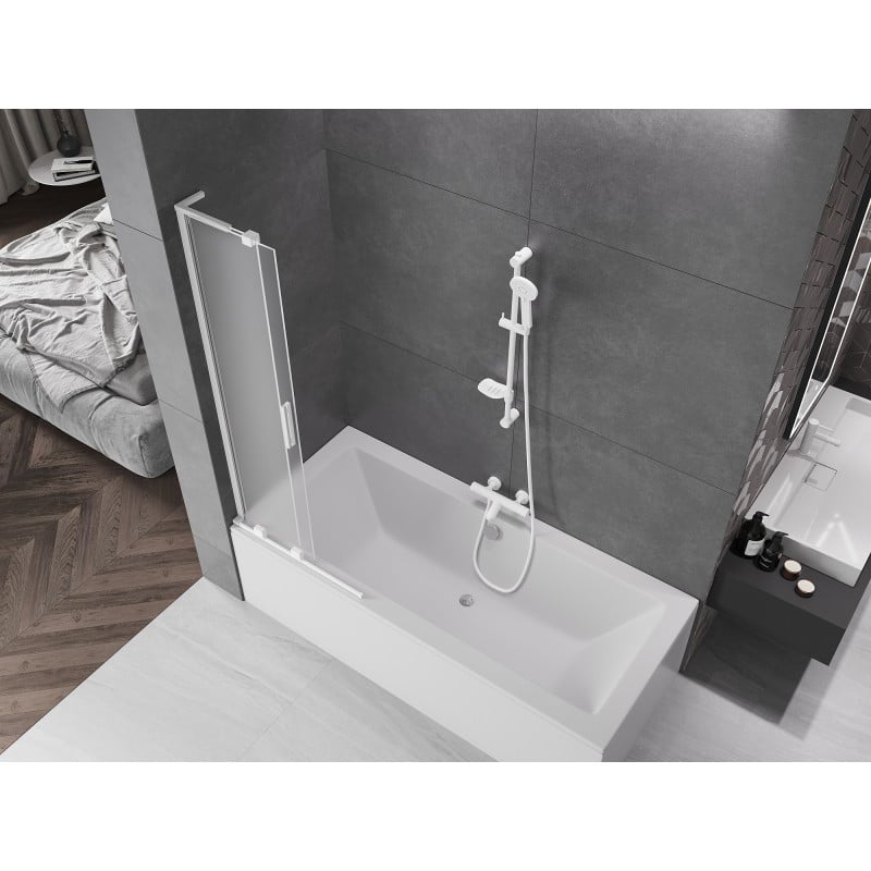 Mexen Velar L 2-panel retractable bath screen 70 x 150 cm, frosted, white - 896-070-003-31-20