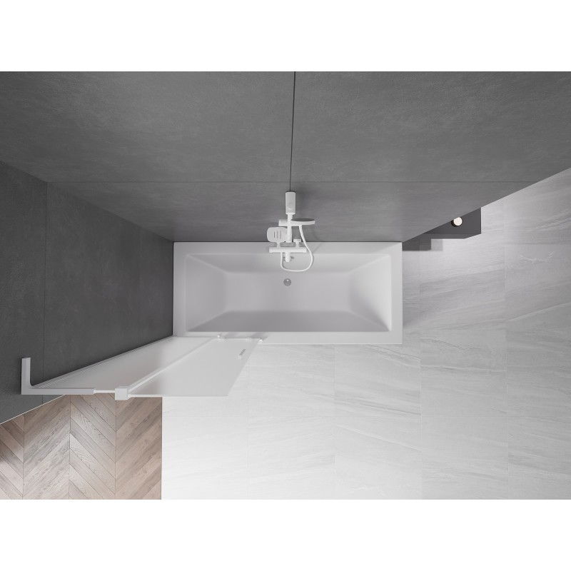 Mexen Velar L 2-panel retractable bath screen 70 x 150 cm, frosted, white - 896-070-003-31-20