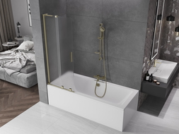 Mexen Velar L sliding bathtub screen 2-panel 70 x 150 cm, frosted, gold - 896-070-003-31-50
