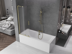 Mexen Velar L Bath Screen 2-panel Sliding 70 x 150 cm, Frosted, Brushed Gold - 896-070-003-31-55