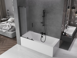 Mexen Velar L bath screen 2-wing sliding 80 x 150 cm, frost, black - 896-080-003-31-70