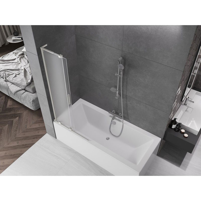 Mexen Velar L bath screen 2-panel sliding 80 x 150 cm, frosted, brushed nickel - 896-080-003-31-97