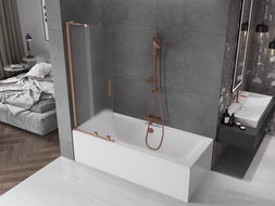 Mexen Velar L Bath Screen 2-Wing Sliding 75 x 150 cm, Frost, Brushed Copper - 896-075-003-31-65