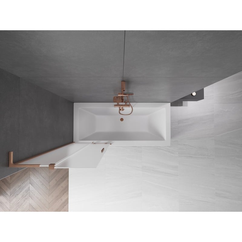 Mexen Velar L Bath Screen 2-Wing Sliding 75 x 150 cm, Frost, Brushed Copper - 896-075-003-31-65