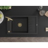 Mexen Elias granite kitchen sink 1-bowl with drainer 795 x 480 mm, black/silver metallic, gold siphon - 6511791005-73-G