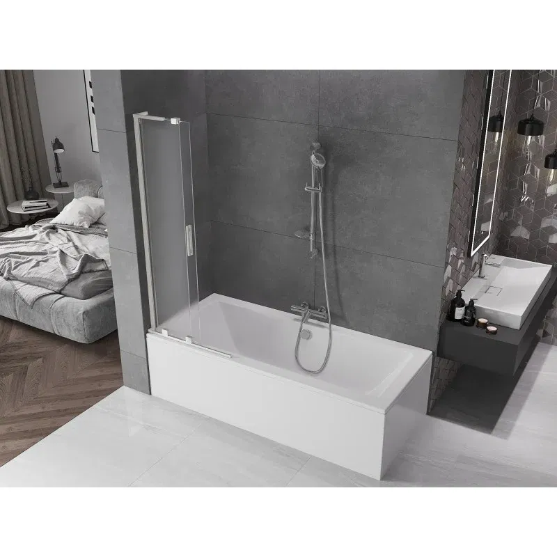 Mexen Velar L 2-wing sliding bath screen 75 x 150 cm, frost, brushed nickel - 896-075-003-31-97
