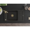 Mexen Elias granite sink 1-bowl with drainer 795 x 480 mm, black/gold metallic, gold siphon - 6511791005-75-G
