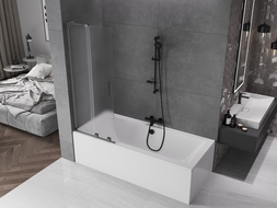 Mexen Velar L Bath Screen 2-Panel Sliding 85 x 150 cm, Frosted, Brushed Gun Gray - 896-085-003-31-66